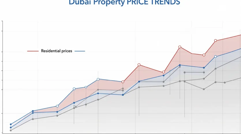 Graphical representation of Dubai real estate price trends in 2025 – Is investing in Dubai real estate worth it in 2025?