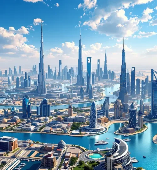 A high-resolution image of the Dubai skyline can set the stage for understanding the vast scale of development in the region.