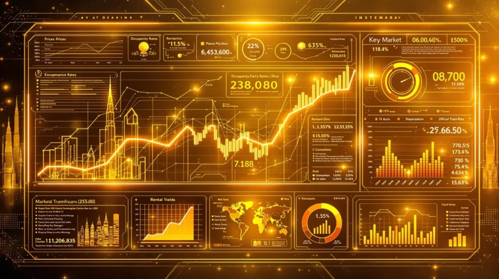 Infographic depicting data metrics for Dubai real estate market analysis.