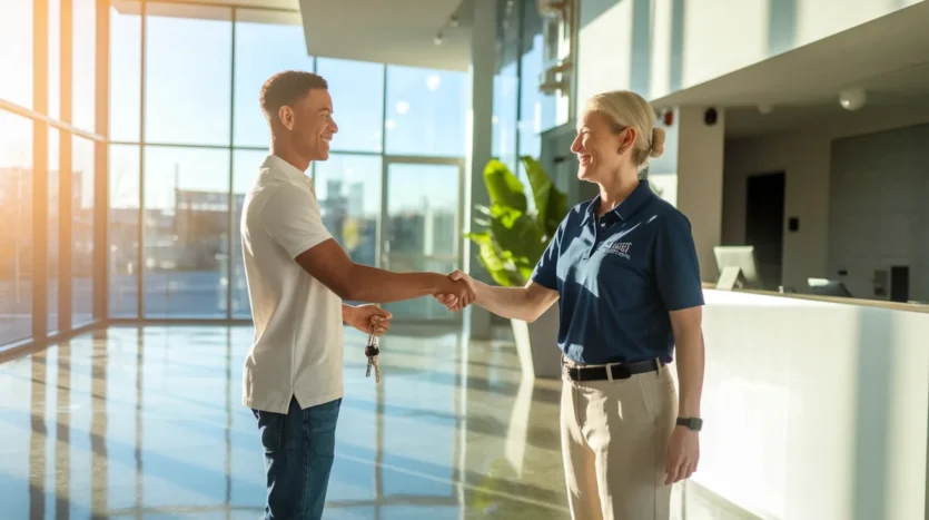 Satisfied tenant benefiting from efficient property management and repairs.