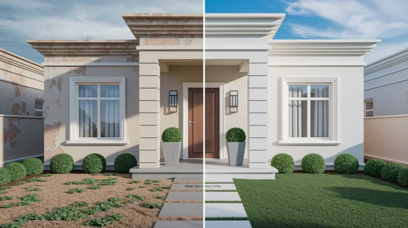 Before and after comparison showing the value of professional property maintenance.