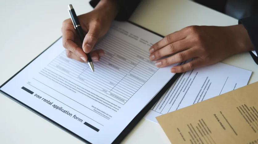 Landlord verifying tenant income and rental application details during the Dubai screening process.