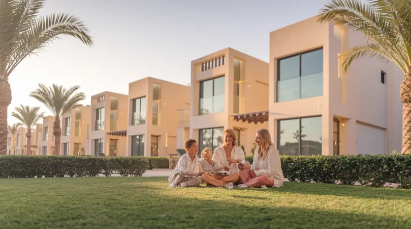 Family enjoying amenities in a Dubai community, highlighting the growing demand for family homes.