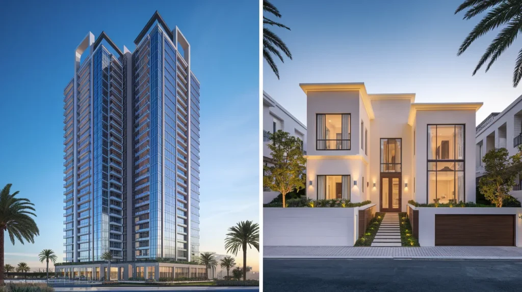 Comparison of Dubai apartment and villa housing options for investors and homebuyers.