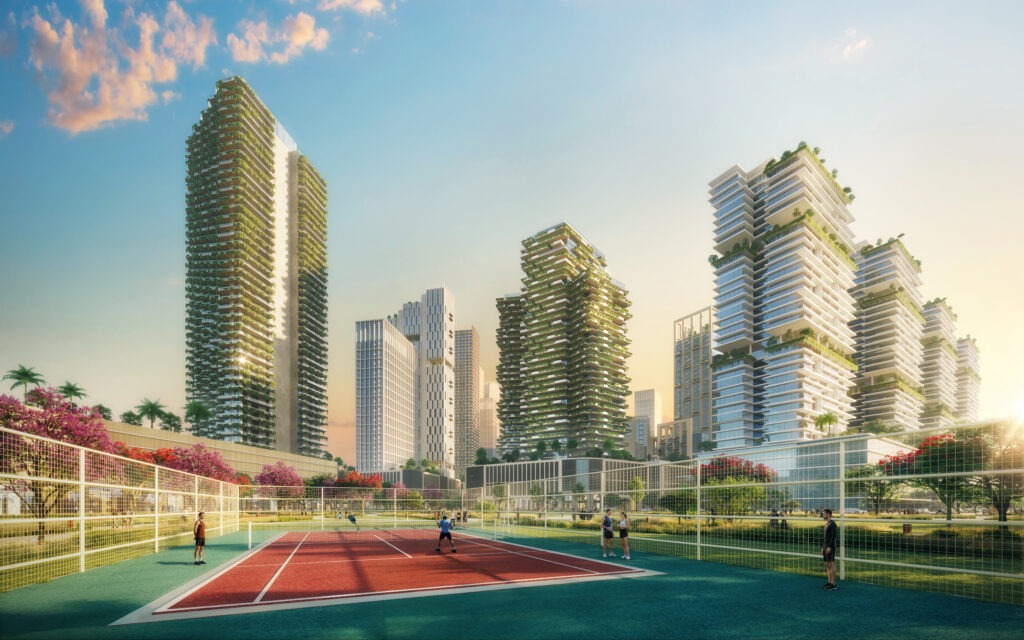 Tennis Courts in Azizi Milan Dubailand