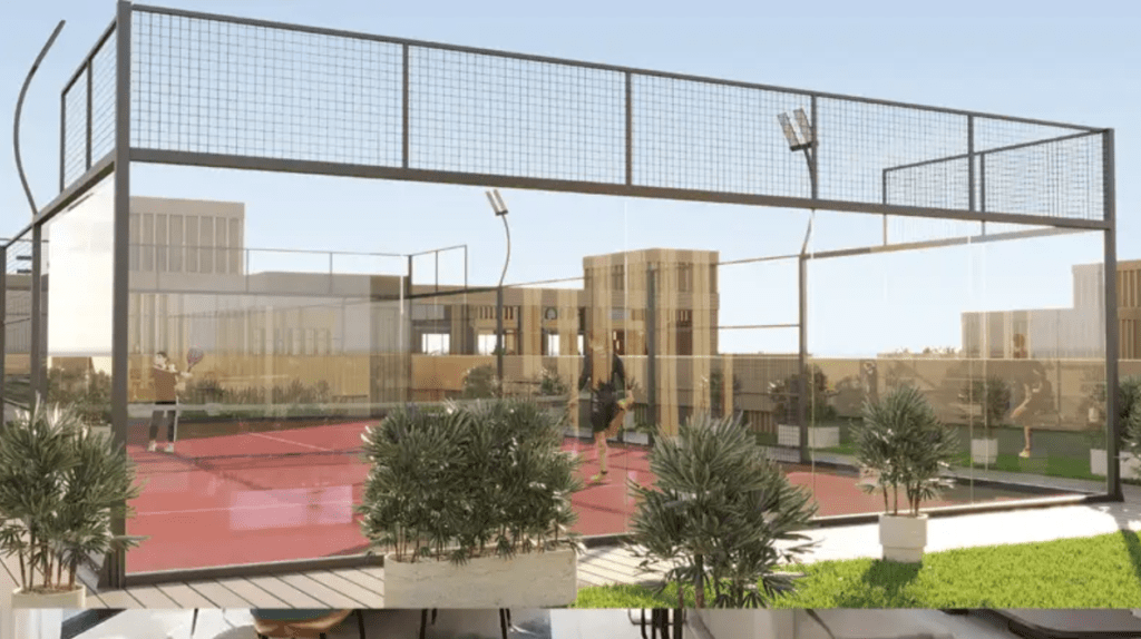 Tennis Courts in Arisha Terraces residential project in Dubai Studio City by Qube Development – smart apartments with modern amenities