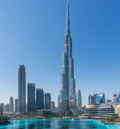 Panoramic view of Downtown Dubai skyline with Burj Khalifa - Pros and Cons of Living in Downtown Dubai