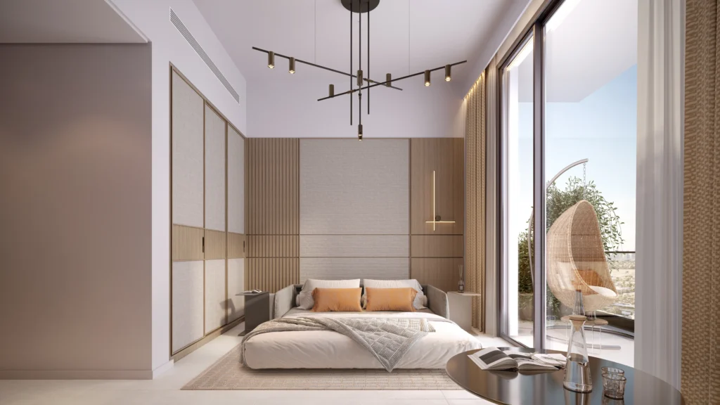 Spacious Bedroom Showing the modern Architectural design of Azizi Milan Properties