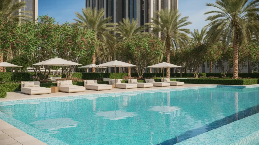 Well-maintained community amenities in Dubai funded by property service charges.