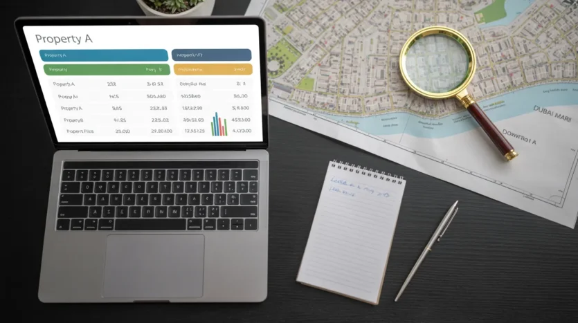 Conducting a Comparative Market Analysis (CMA) for Dubai property pricing.