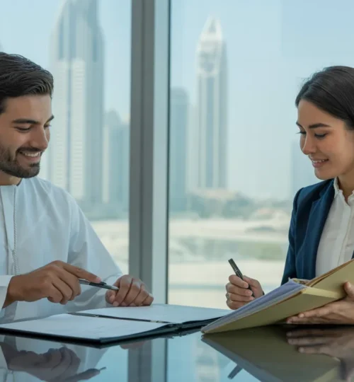 Landlord and tenant discussing solutions for tenant complaints in Dubai.