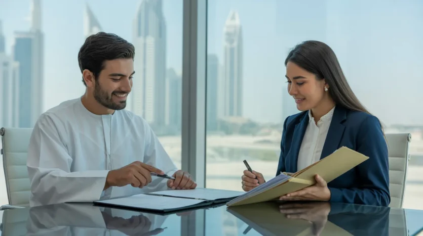 Landlord and tenant discussing solutions for tenant complaints in Dubai.