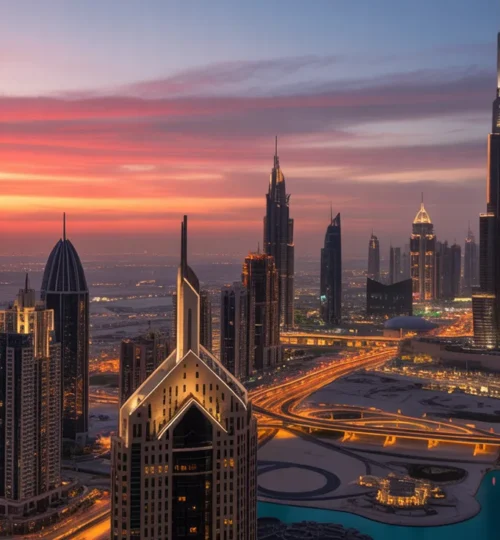 Stunning Dubai skyline at dusk, symbolizing the true value and growth potential of Dubai property investment beyond financial ROI.