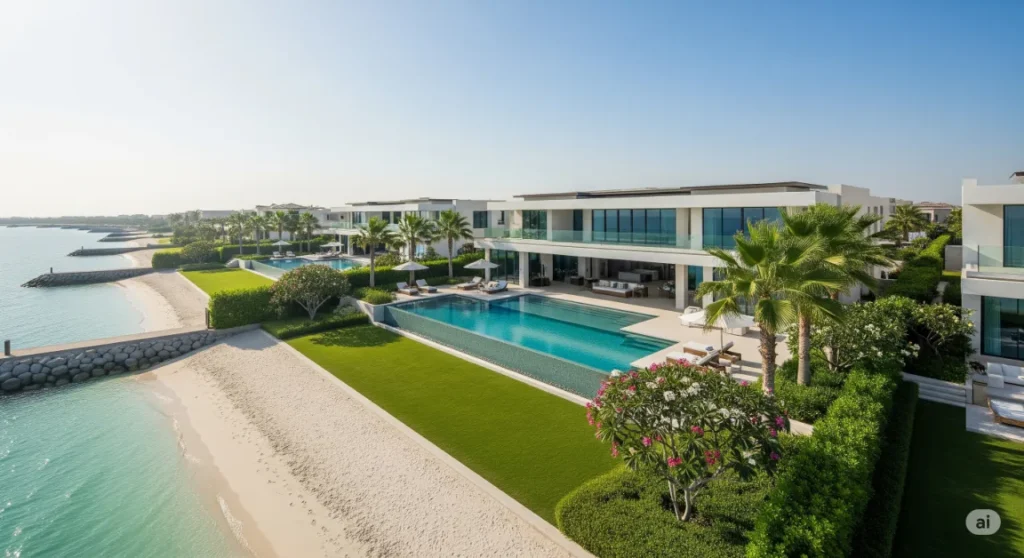 A modern Signature Villa for sale on Palm Jumeirah with a private pool and beach access.