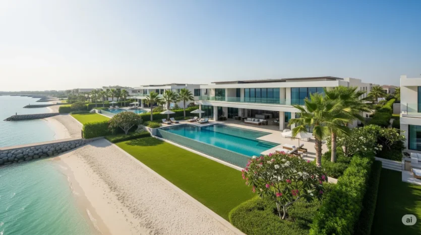 A modern Signature Villa for sale on Palm Jumeirah with a private pool and beach access.
