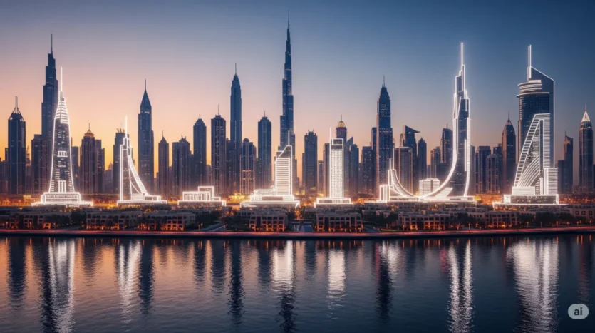 A panoramic view of the best off-plan Dubai projects for 2025, showcasing future real estate investments in the city's skyline.