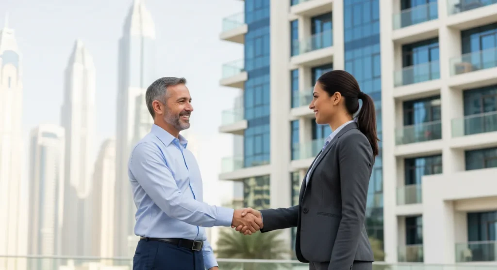 A property investor partnering with West Gate Dubai for professional property management services after an auction.
