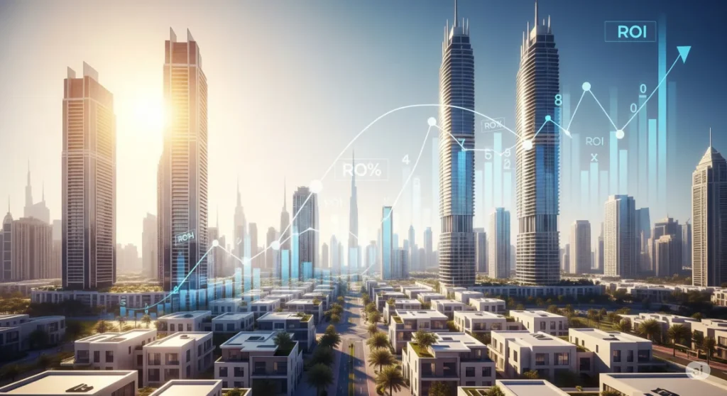 A futuristic Dubai skyline representing the high ROI potential of off-plan property investments in 2025.