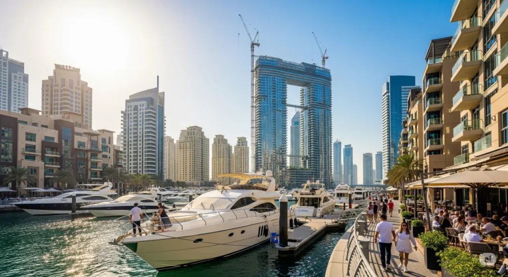 A stunning view of new off-plan Dubai launches on the city skyline, representing hot investments in the property market this year.