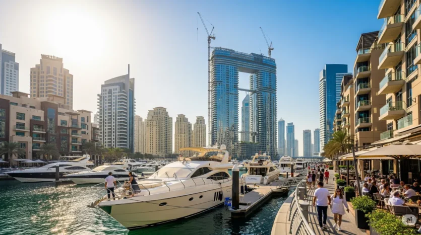 A stunning view of new off-plan Dubai launches on the city skyline, representing hot investments in the property market this year.