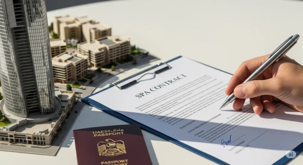 Signing an SPA contract for an off-plan apartment in Dubai