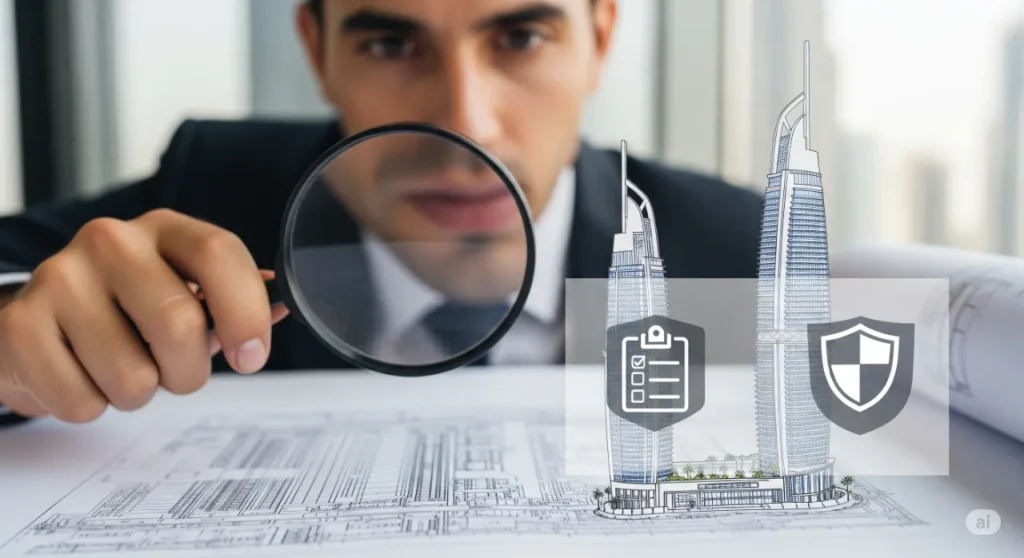 A visual representation of mitigating risks through careful research and due diligence when buying off-plan property in Dubai.