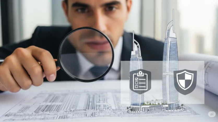 A visual representation of mitigating risks through careful research and due diligence when buying off-plan property in Dubai.
