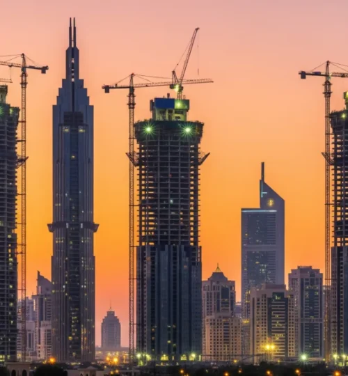 A stunning view of new off-plan Dubai launches on the city skyline, representing hot investments in the property market this year.