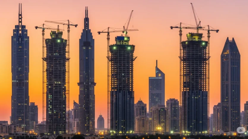 A stunning view of new off-plan Dubai launches on the city skyline, representing hot investments in the property market this year.