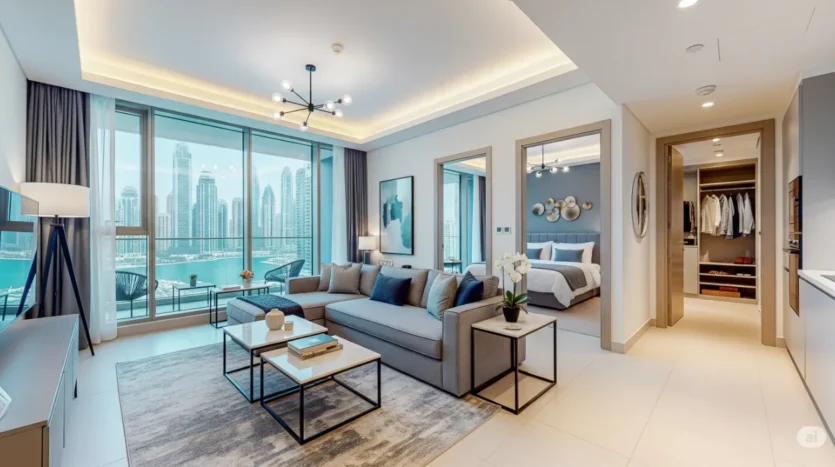 Furnished 2-bedroom Dubai Marina apartment interior