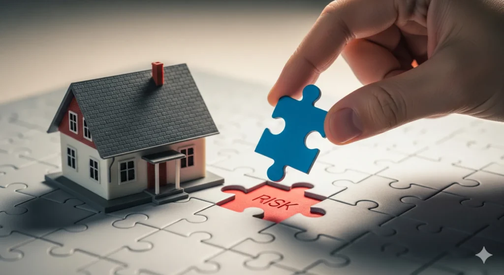 Replacing risky choices with safer mortgage decisions depicted by puzzle pieces