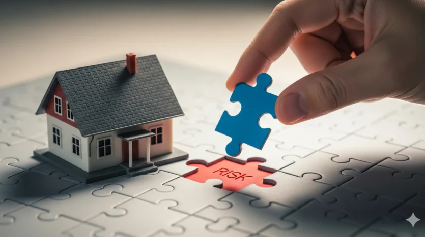 Replacing risky choices with safer mortgage decisions depicted by puzzle pieces