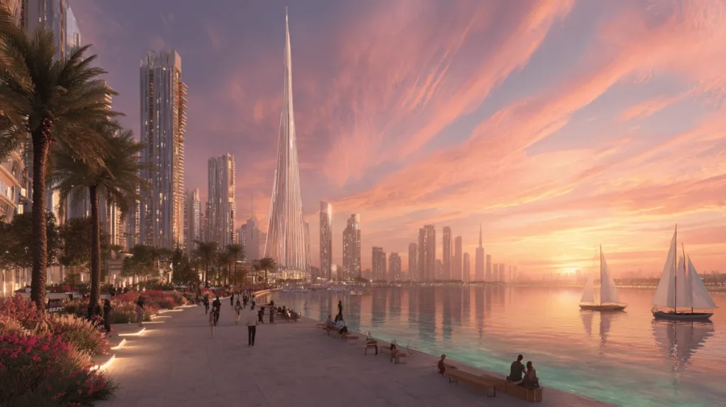 Render of Dubai Creek Harbour waterfront mega project