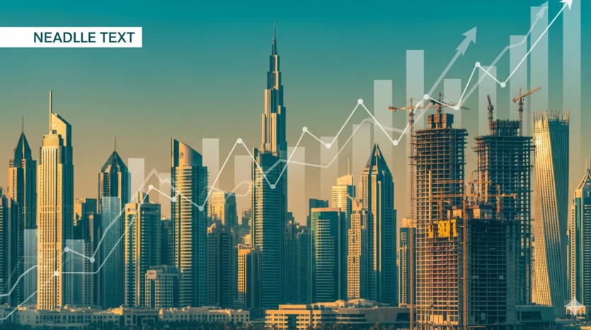 Dubai skyline with cranes and new developments illustrating off‑plan share of sales in 2025.