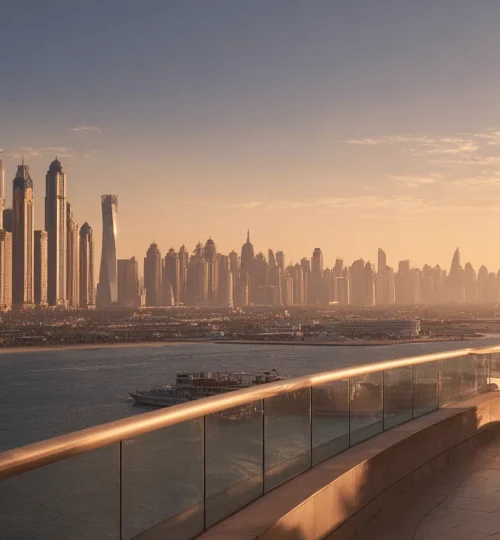 Dubai skyline at golden hour illustrating top real estate brokerage agencies in Dubai