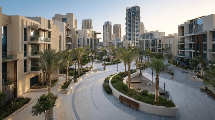 JVC 2025 overview with mid-rise towers near Circle Mall and landscaped parks in Dubai