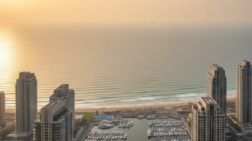 Dubai Emaar Beachfront prices and yields overview with modern waterfront towers and calm Gulf waters