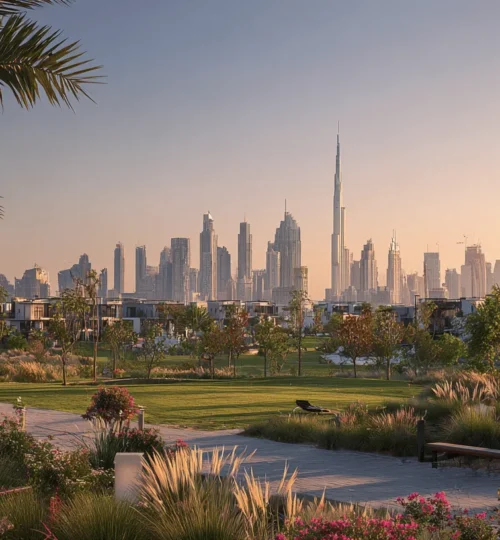 Emaar new launches 2025 in Dubai with skyline and master-planned communities at sunset