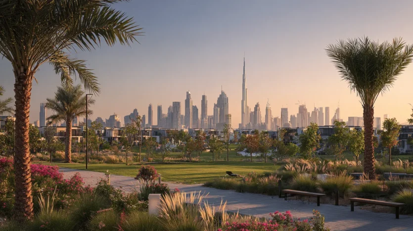 Emaar new launches 2025 in Dubai with skyline and master-planned communities at sunset