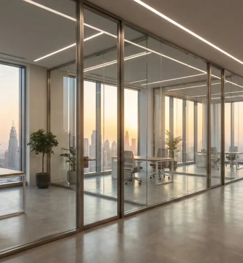 Modern office space in Dubai Downtown with skyline views and premium fit-out.
