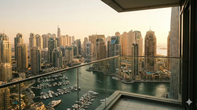 View of Dubai Marina skyline during sunset representing high-value real estate investment opportunities.