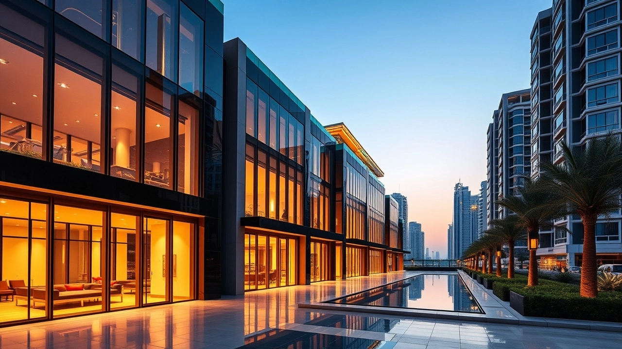 Professional commercial building in Dubai showing fire safety and HSE compliance features.