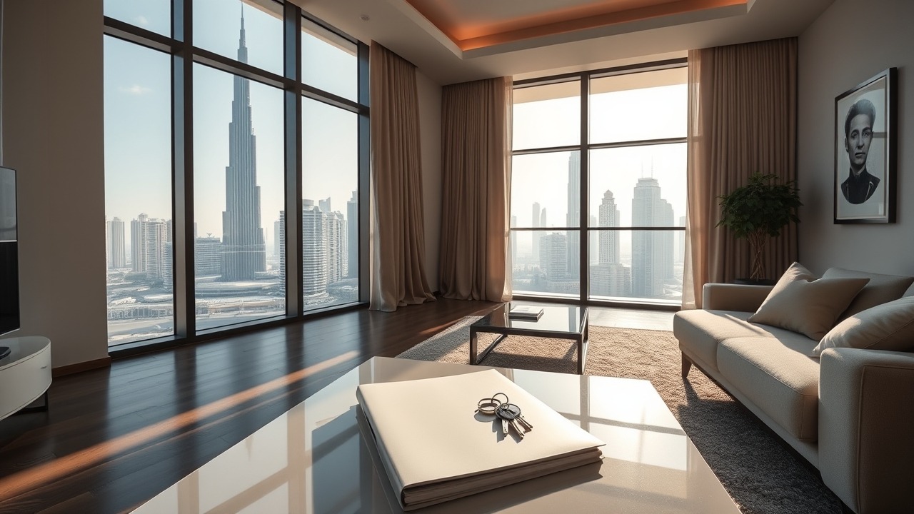 Dubai property handover documents and keys in a luxury apartment