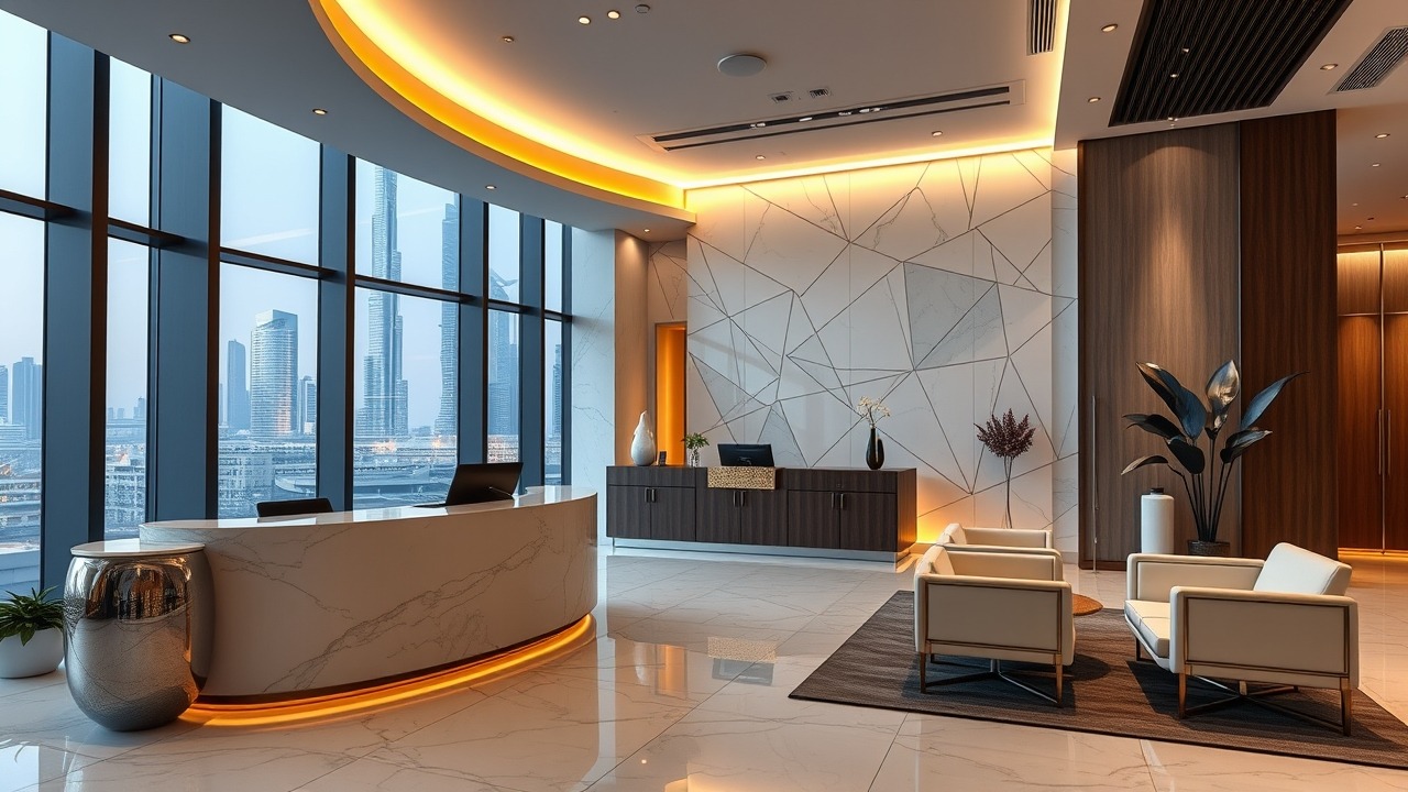 Modern luxury clinic reception in Dubai