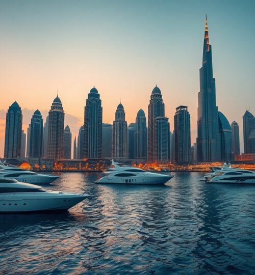 Dubai Marina skyline during sunset representing the luxury real estate market in 2026.