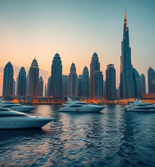 El horizonte de Dubai Marina al atardecer representa el mercado inmobiliario de lujo en 2026.