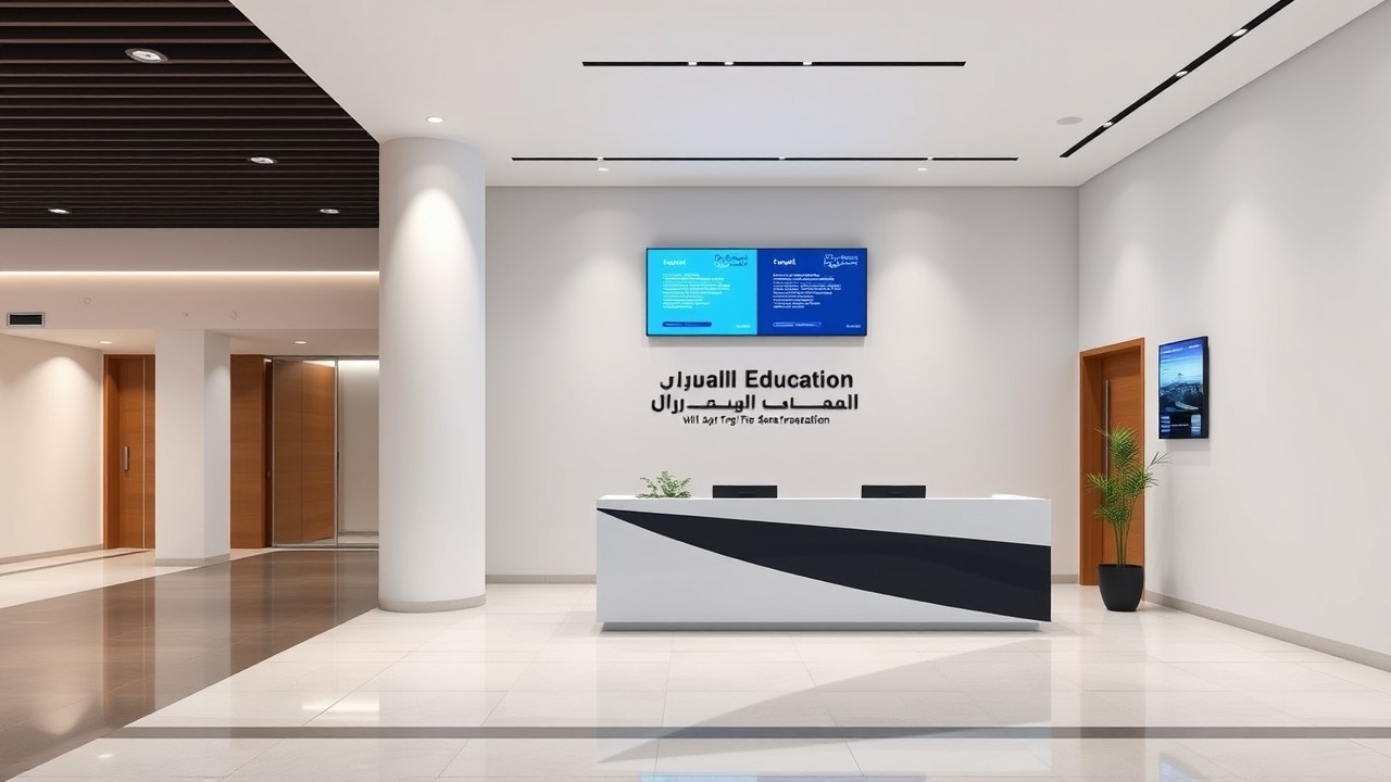 Professional reception area of a Dubai Knowledge Park training center.