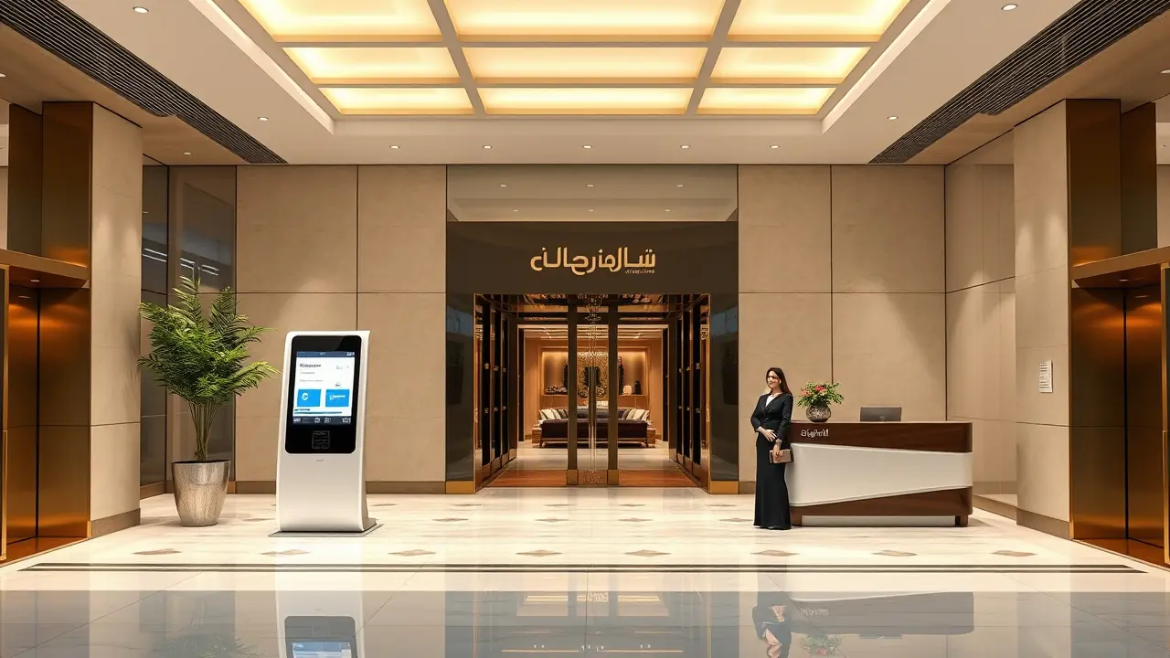Entrée d'immeuble commercial avec concept d'enregistrement Ejari