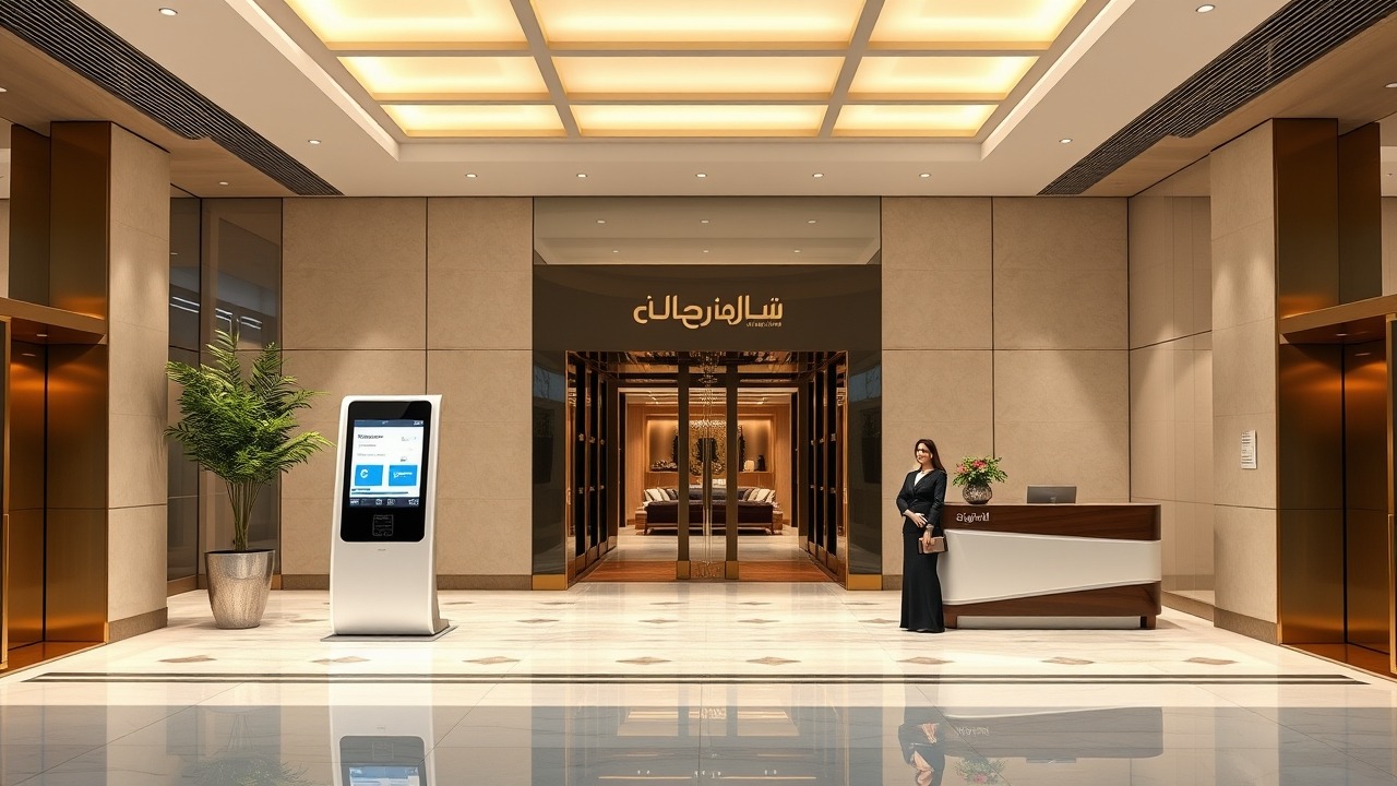 Commercial building entrance with Ejari registration concept