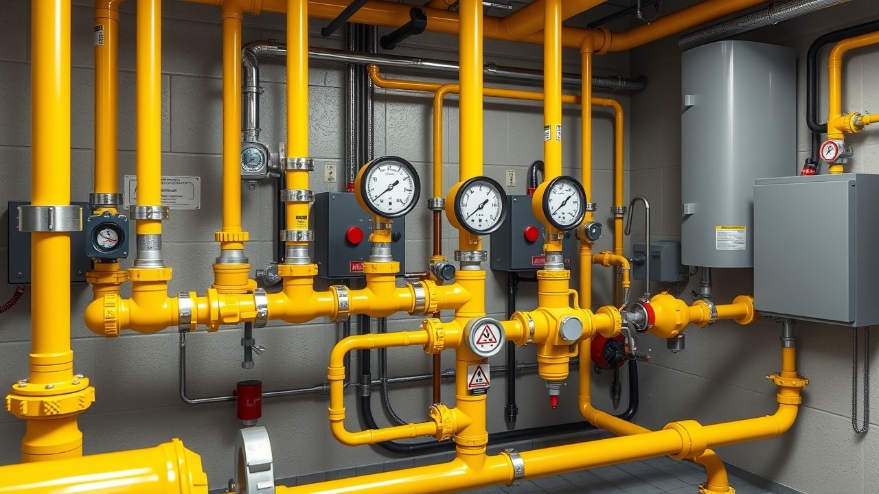 Restaurant gas piping and manifold system according to DCD standards